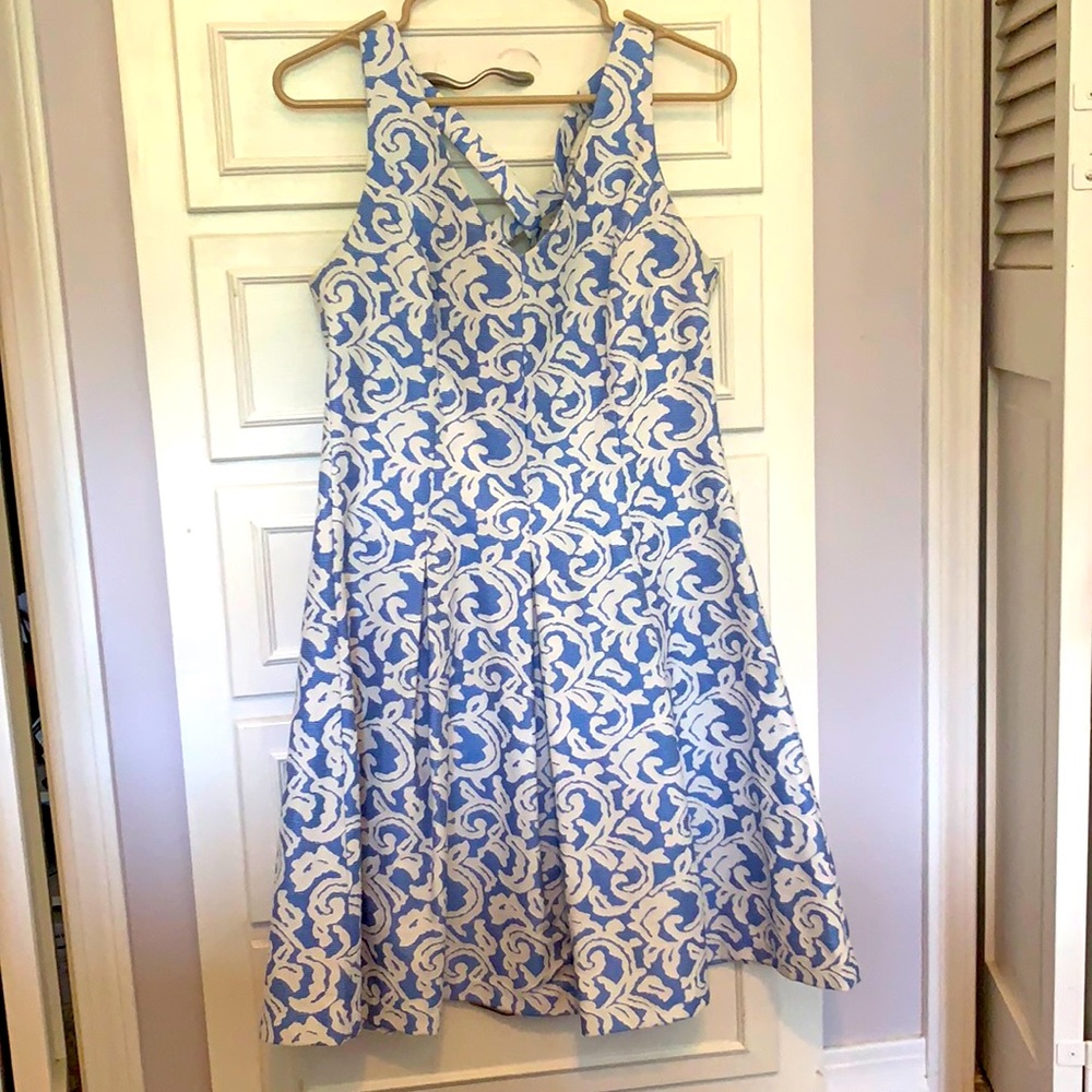 Blue and white dress
